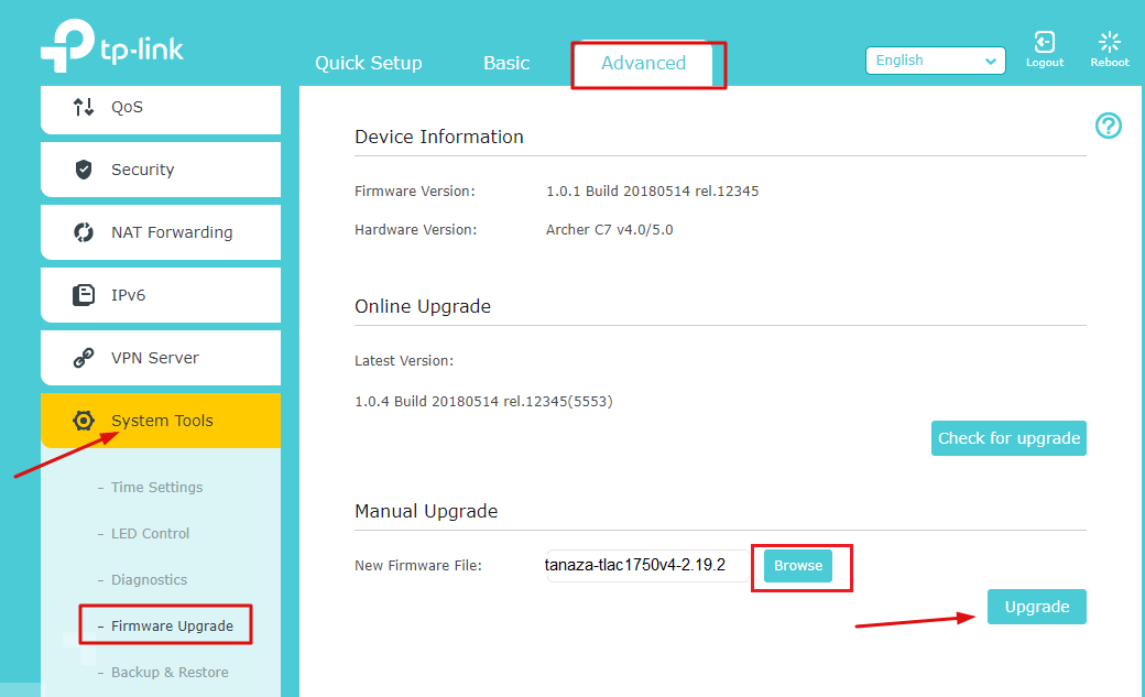 How to install TanazaOS Firmware on TPLink AC1750 (Archer C7) V5 US